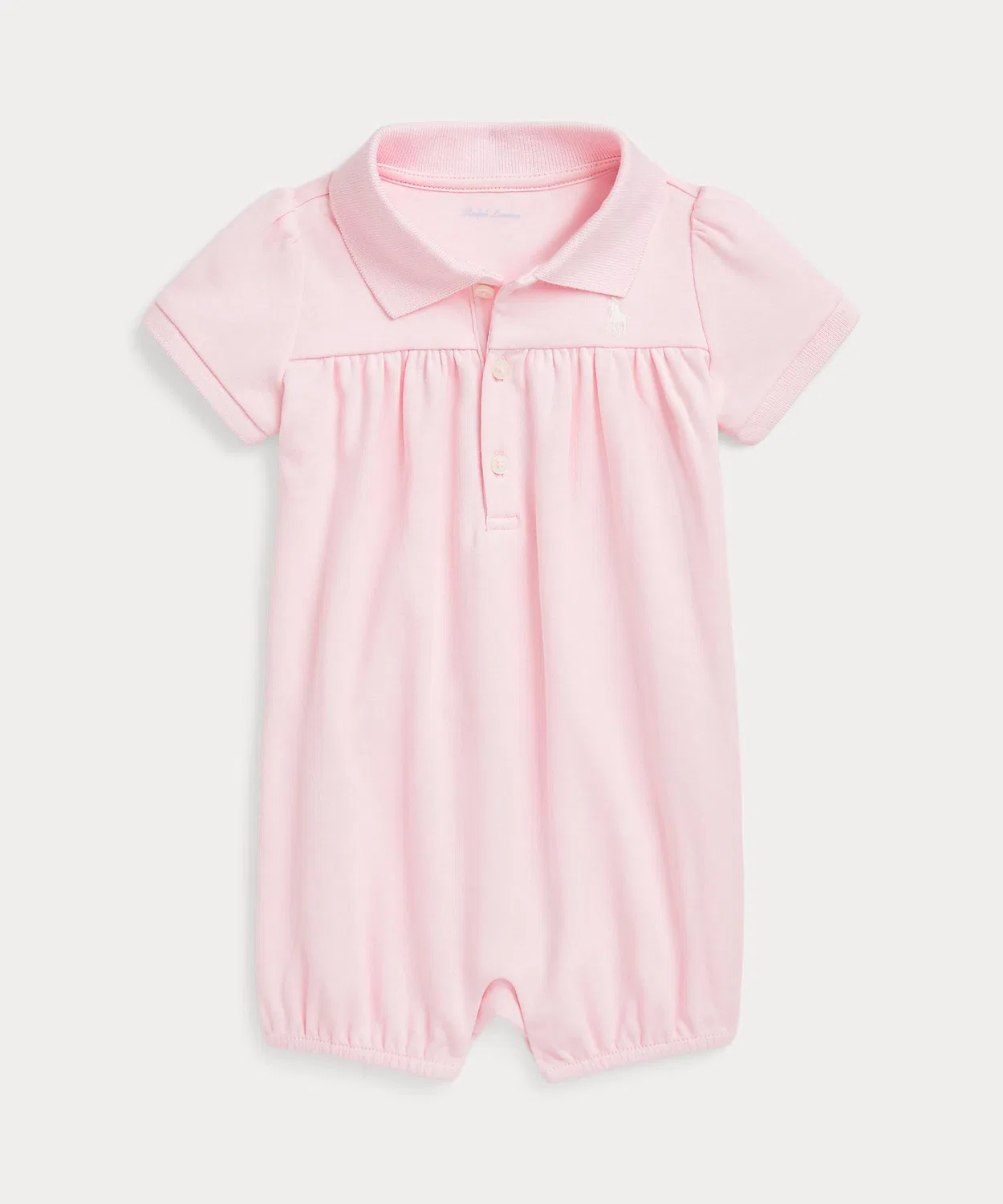 Поло-комбинезон интерлок с пышным рукавом Polo Ralph Lauren, розовый