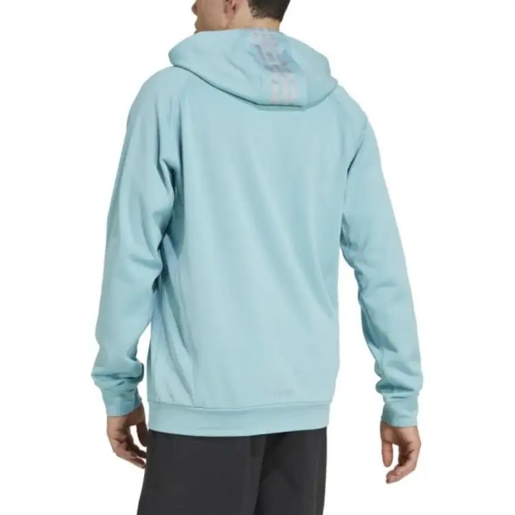 Adidas Толстовка с молнией и большим логотипом, Light Blue — фото 4