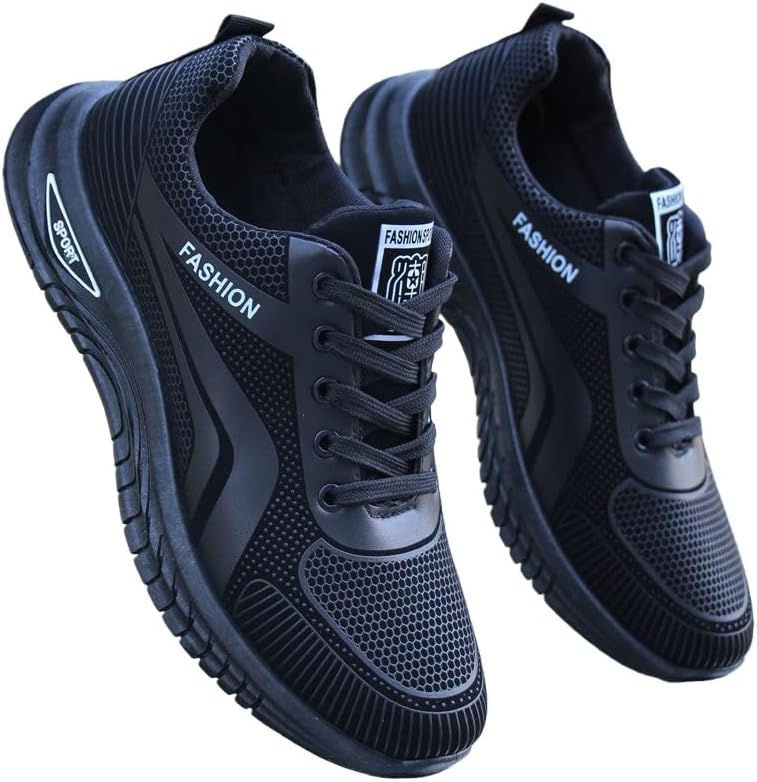 

Крупногабаритные мужские спортивные туфли с резиновой подошвой - дышащие повседневные сетчатые кроссовки, мягкая подкладка, для улицы, длительных поездок и тренировок Fmshi, черный