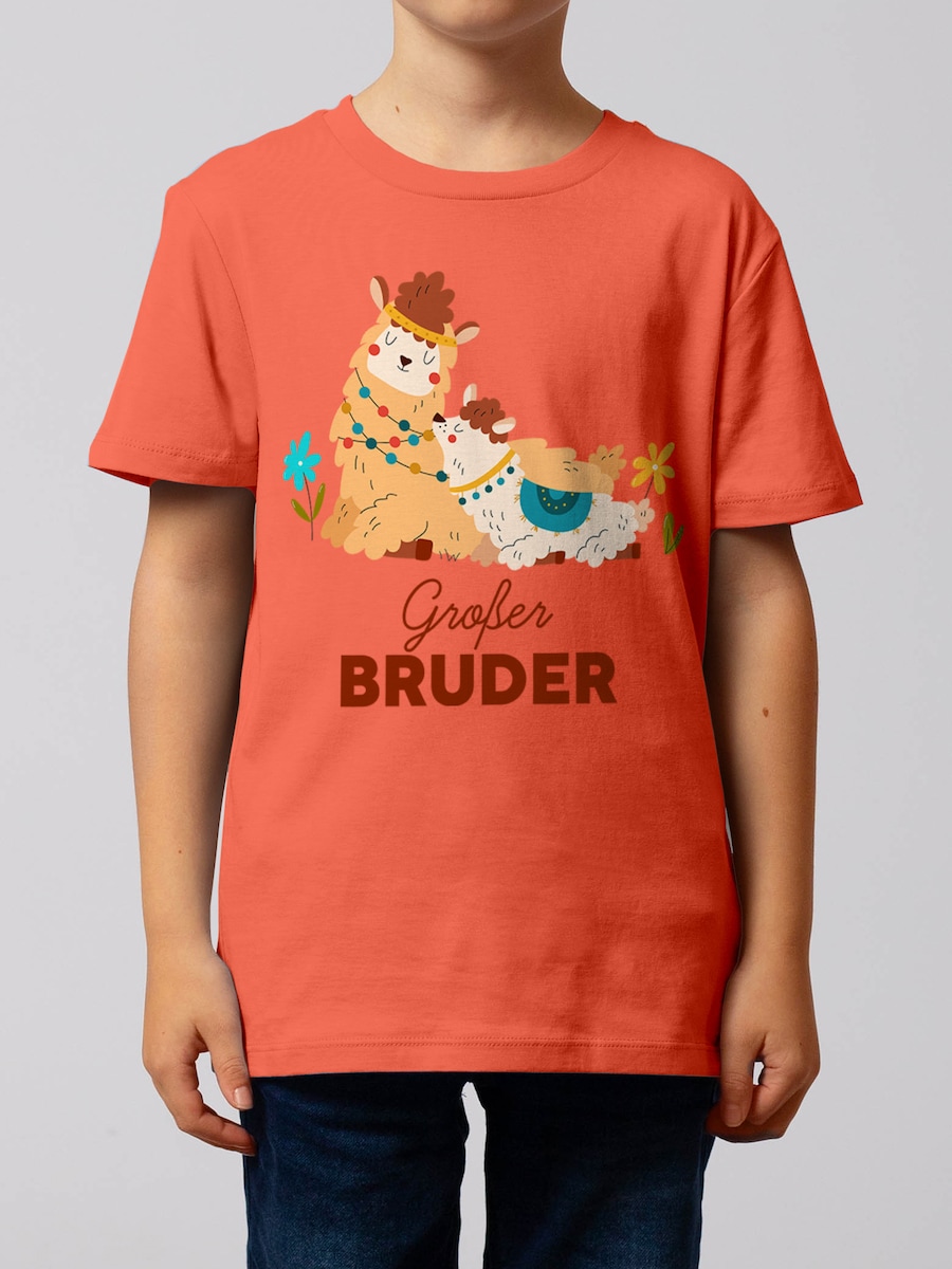 Рубашка watabout.kids Lama Großer Bruder, коралловый/светло-оранжевый — фото 3