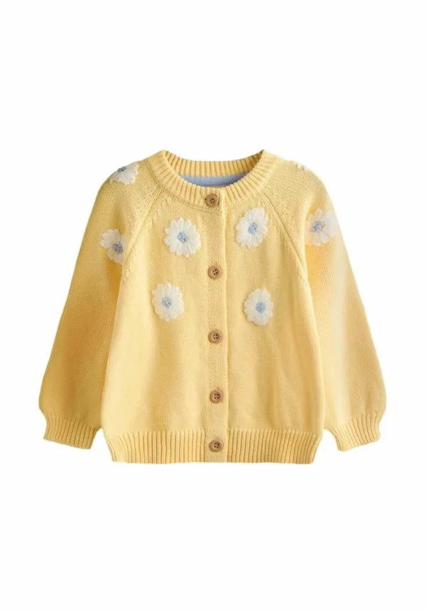Кардиган прямого кроя с вышивкой в виде ромашек. Jojo Maman Bébé, Light Yellow
