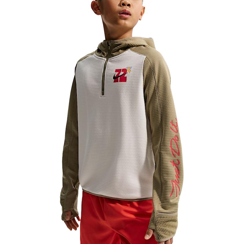 Свитшот FW25 Therma Fit Kids' Nike, sail белый/коричневый — фото 3