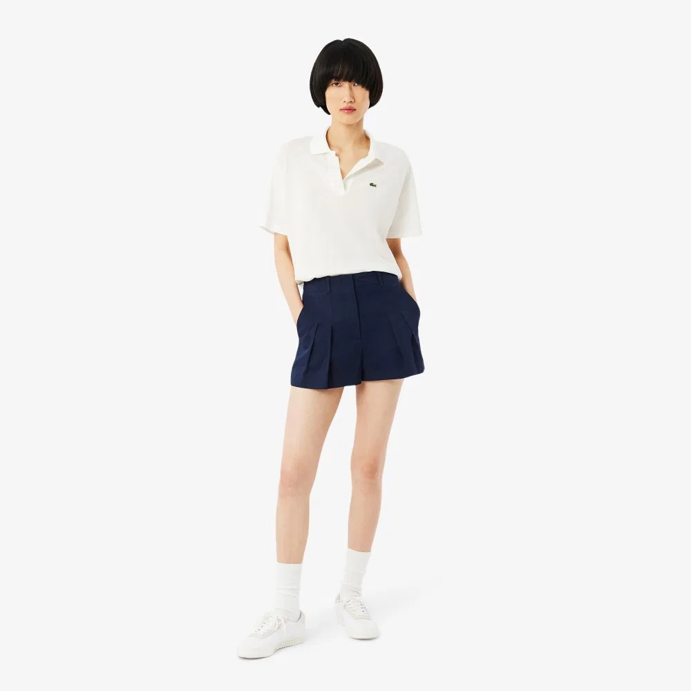 Шорты-бермуды Lacoste из габардина, темно-синие — фото 2