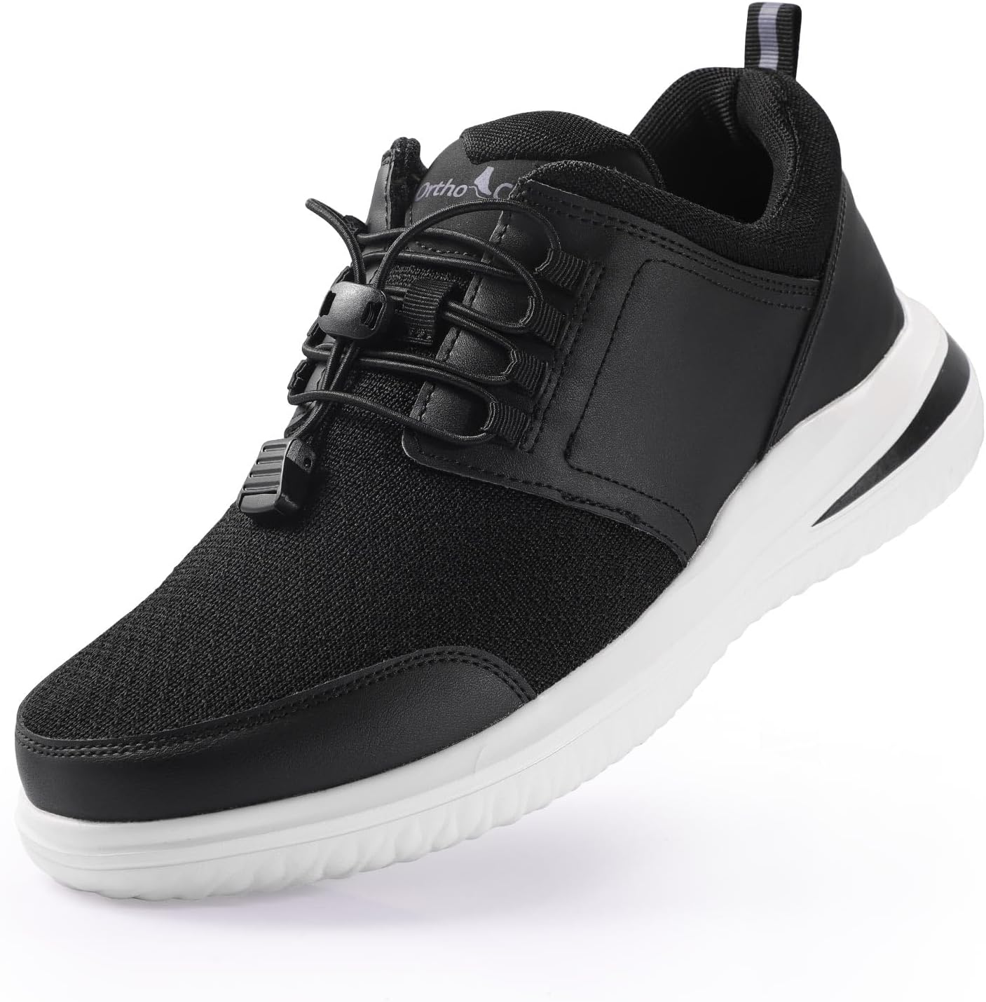 

Мужская обувь с очень широкой колодкой для всего дня ходьбы, ортопедические кроссовки с поддержкой свода стопы, обувь с широкой носочной частью для облегчения боли при подошвенном фасците Secret Slippers, черный