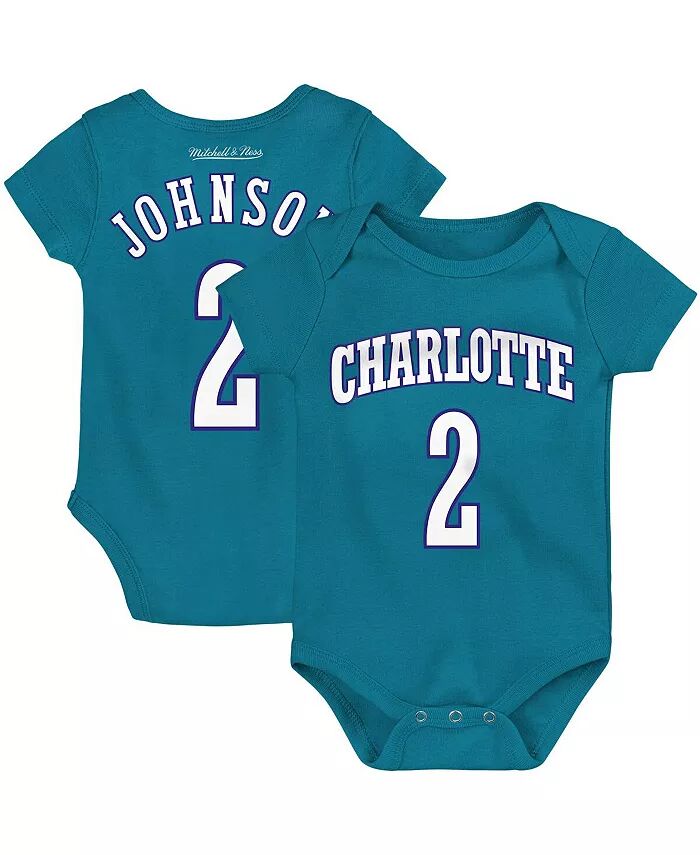 

Боди для мальчиков и девочек Larry Johnson Teal Charlotte Hornets Hardwood Classics с именем и номером Mitchell & Ness