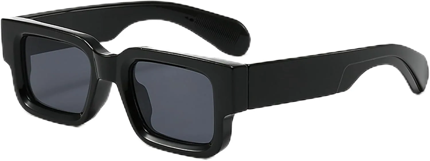 

Солнцезащитные очки в стиле ретро квадратной формы для женщин и мужчин. Модные солнцезащитные очки с толстой оправой и защитой от УФ-излучения OTICALA, Black/Black