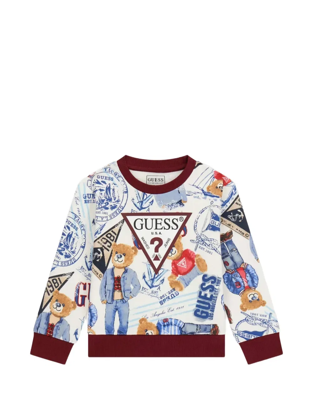 Толстовка с принтом медведя Guess Kids, белый