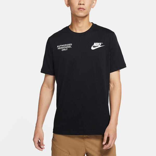 Футболка Nike SS22 Logo Printing Round Neck Short Sleeve Black, черный — фото 4