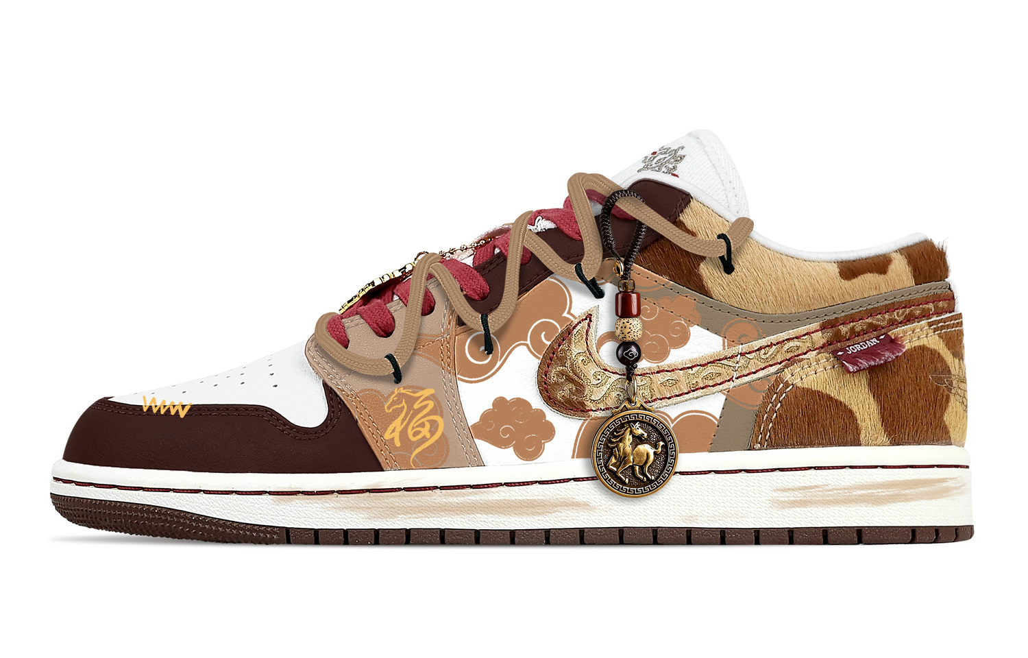 

Jordan Air 1 Blessing Fortune New Year кроссовки баскетбольные низкие мужские Vintage, устойчивые к истиранию, Brown