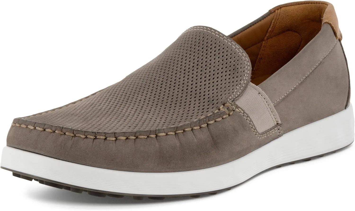 Лоферы S Lite Moc Summer, ECCO, теплый серый/коньяк летний перфорированный