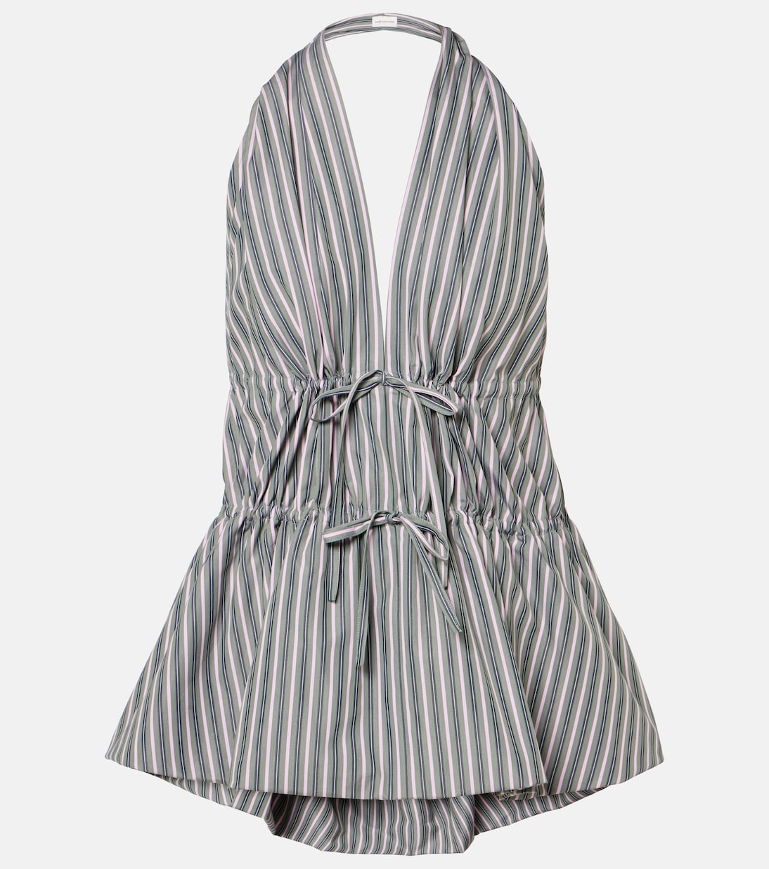 

Полосатый топ из хлопка с халтером Dries Van Noten, Pistache