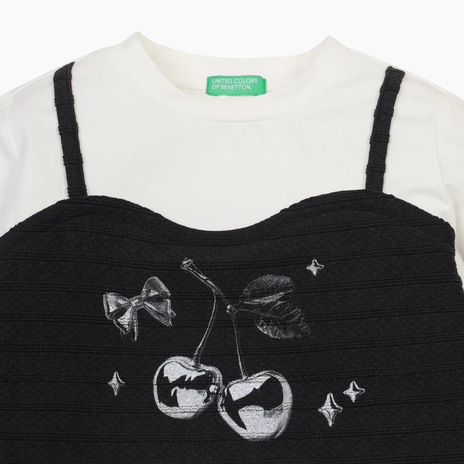 Детская футболка с имитацией жилета чёрная от Benetton Kids — фото 3