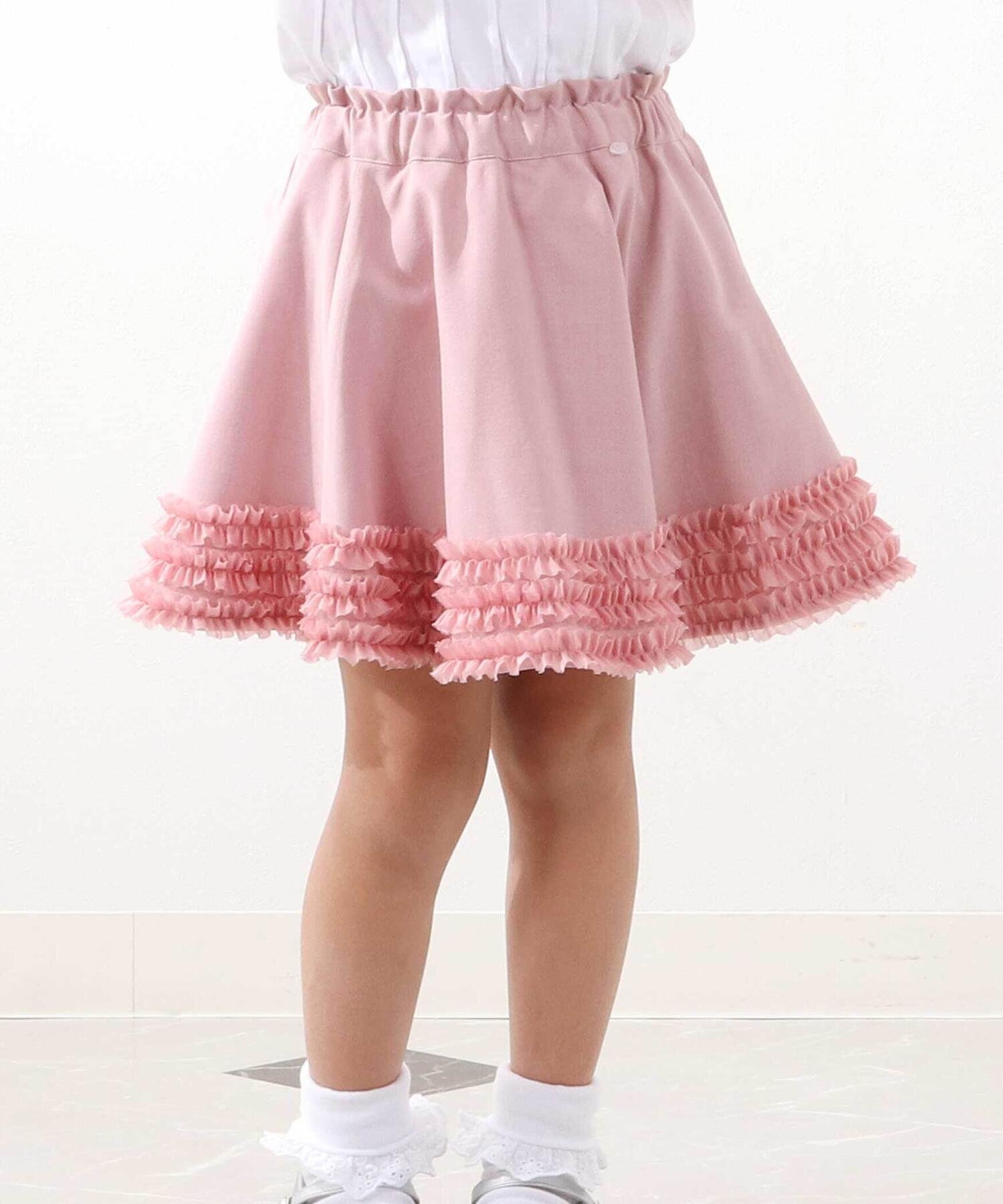 Расклешенная юбка с оборками по низу и внутренние брюки (100-150 см) BeBe Petits Pois Vert, Pink