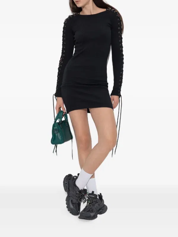 Платье в рубчик со шнуровкой Balenciaga, черный — фото 2