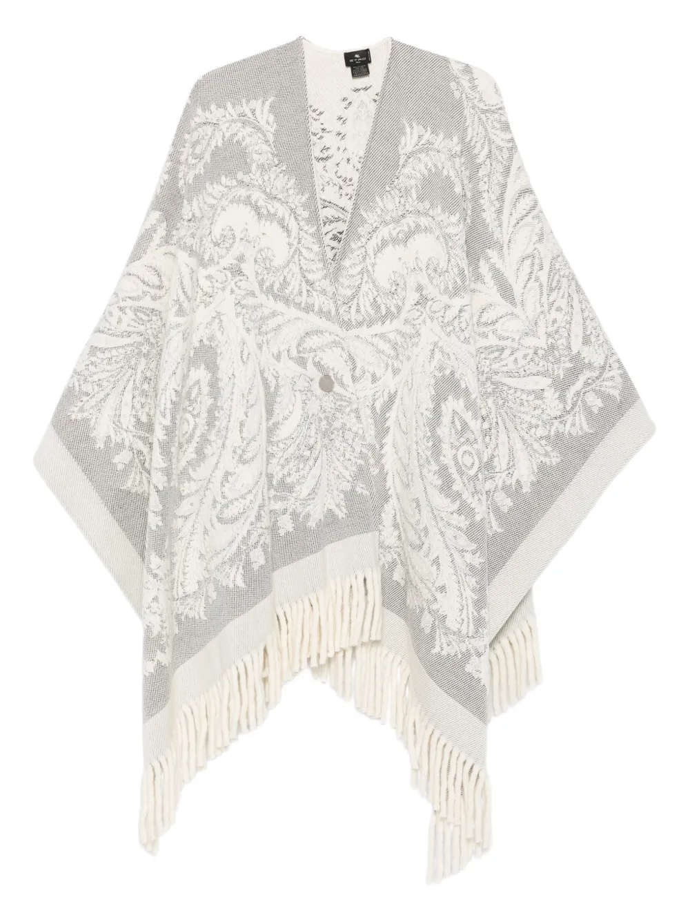 

Пончо с бахромой и узором пейсли ETRO, белый