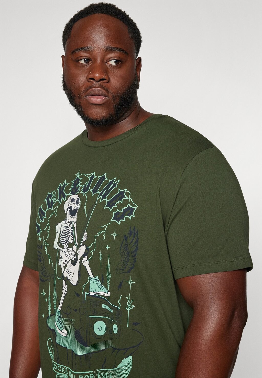 

Футболка с принтом JJSKULL ROCK TEE CREW NECK 4 PACK Jack & Jones, разноцветный