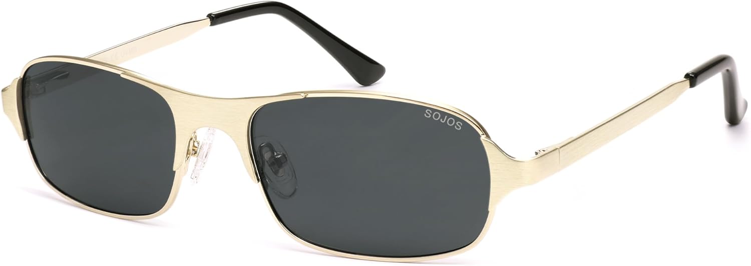 

Солнцезащитные очки SOJOS в стиле ретро, ​​прямоугольные, поляризованные, для мужчин и женщин, винтажные, 70-80-е годы, маленькие квадратные солнцезащитные очки SJ1267, Brushed Gold/Grey