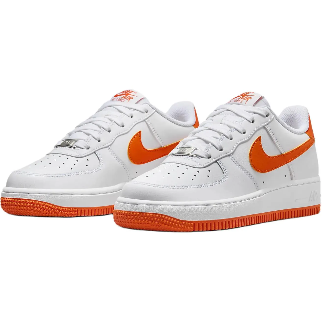 Nike Кроссовки для скейтбординга Air Force 1 Low top Kids' бело-оранжевые — фото 4