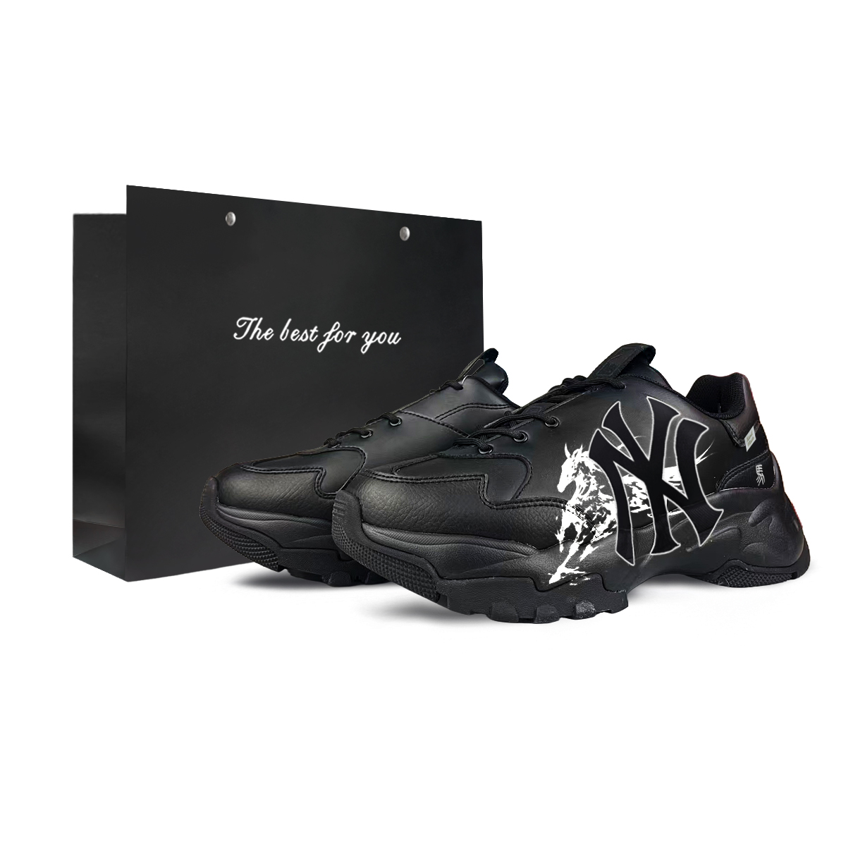 

MLB Кроссовки Big Ball Chunky с амортизирующей подошвой, устойчивые к истиранию, легкие, низкие, массивные, унисекс, черно-белые