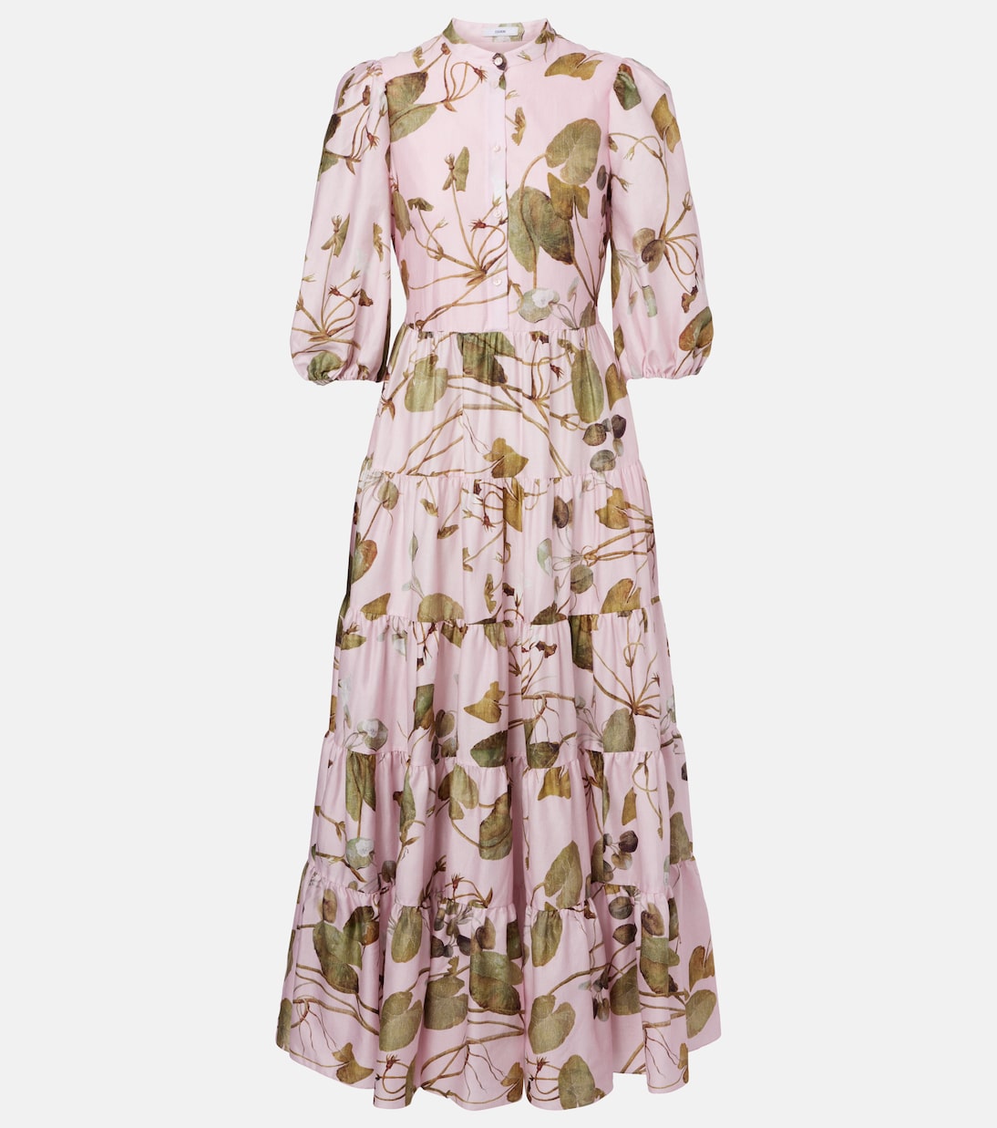 

Цветочное хлопковое платье-рубашка Erdem, Lilypad Vine Pink