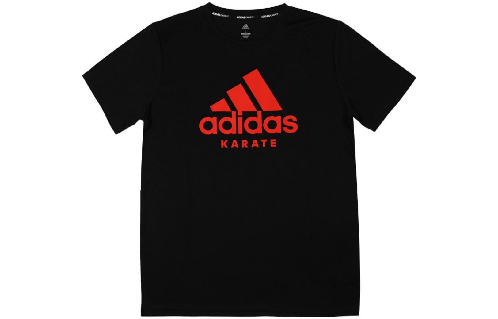 

Футболка мужская черная с красным логотипом Adidas