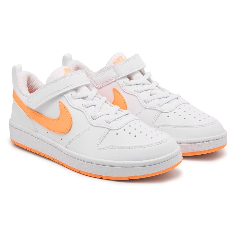 

Детские кроссовки на низкой подошве Nike Court Borough Recraft для маленьких детей, white/peach