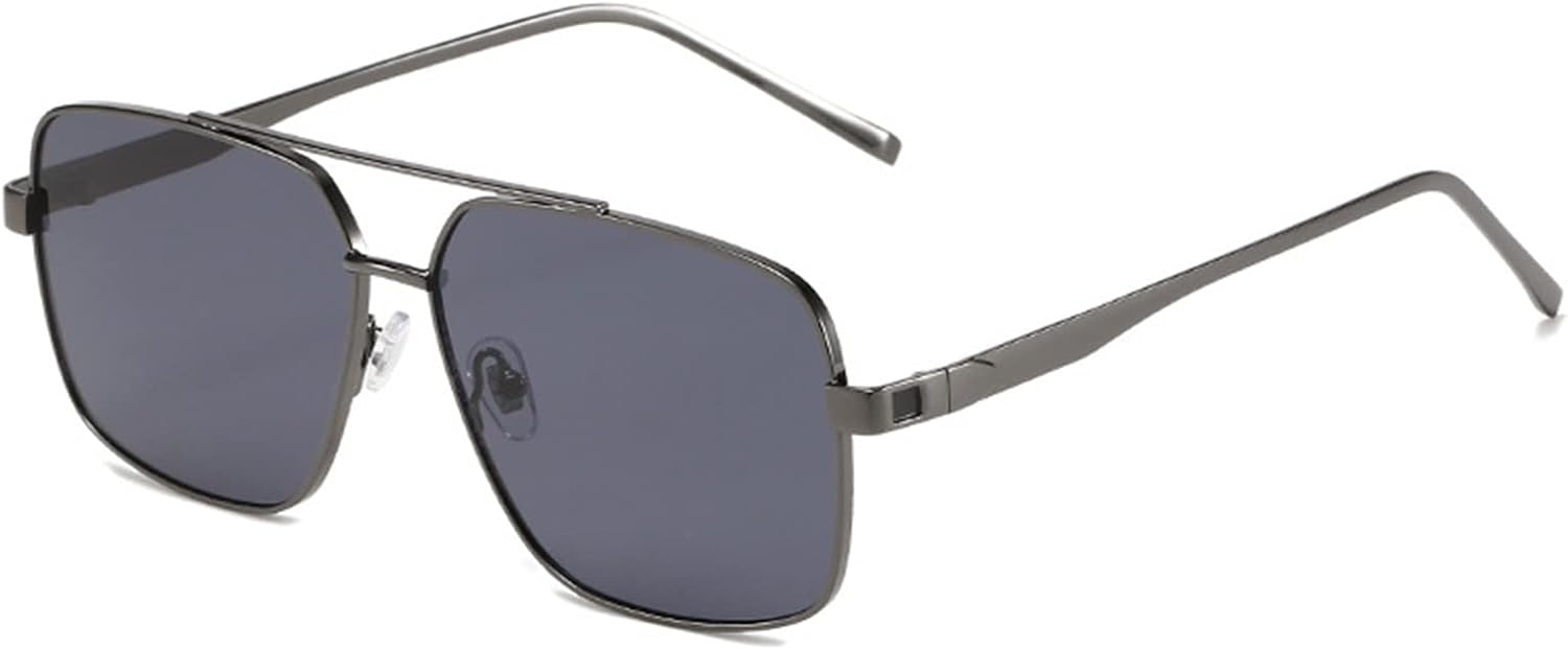 

Квадратные металлические солнцезащитные очки большого размера для мужчин и женщин, для активного отдыха и вождения, модные солнцезащитные очки с защитой от УФ-излучения UV400, подарок (Цвет: A, Размер: 1) EkeNoz, A