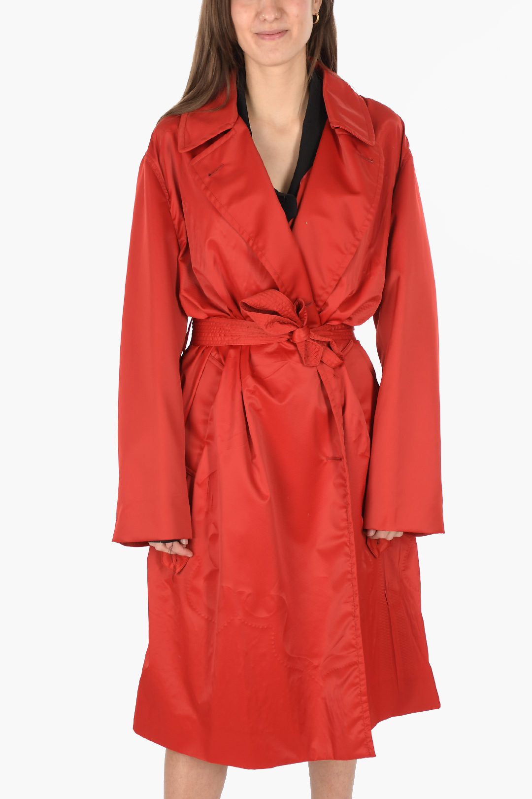 

Пальто честерфилд Maison Margiela MM0 с поясом, красный