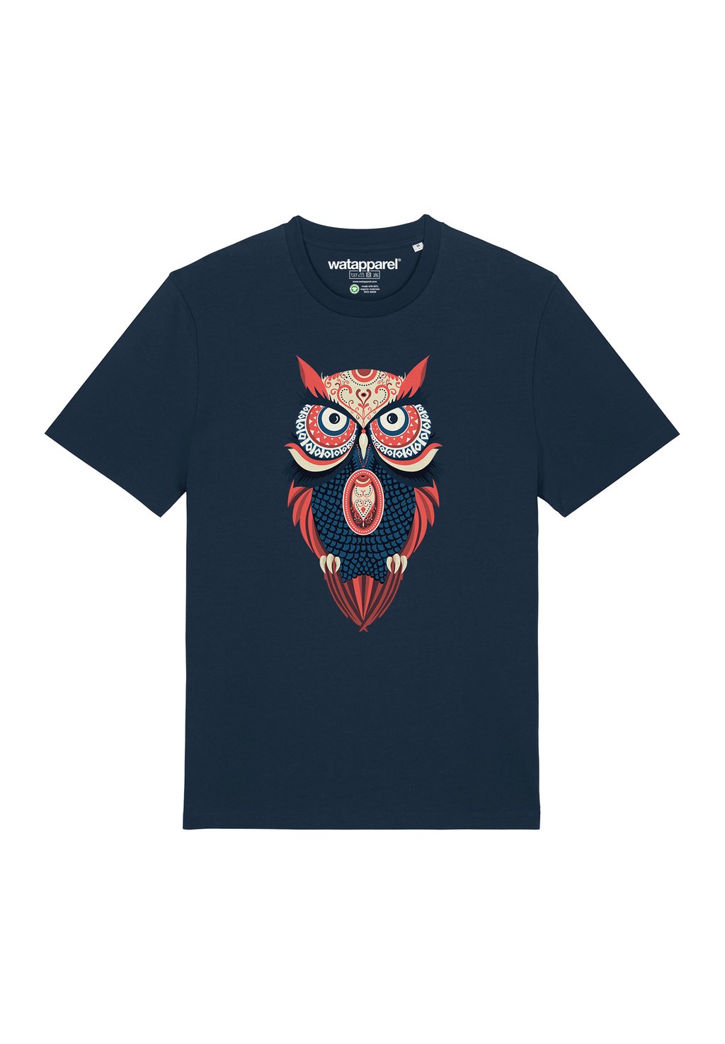

Футболка с принтом COLORFUL OWL watapparel, темно-синий