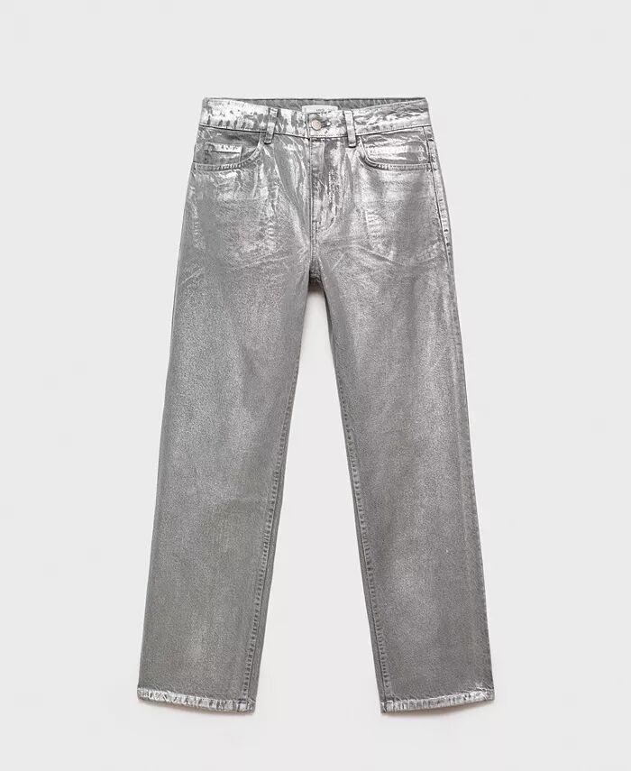 

Женские прямые джинсы Foil MANGO, серебряный