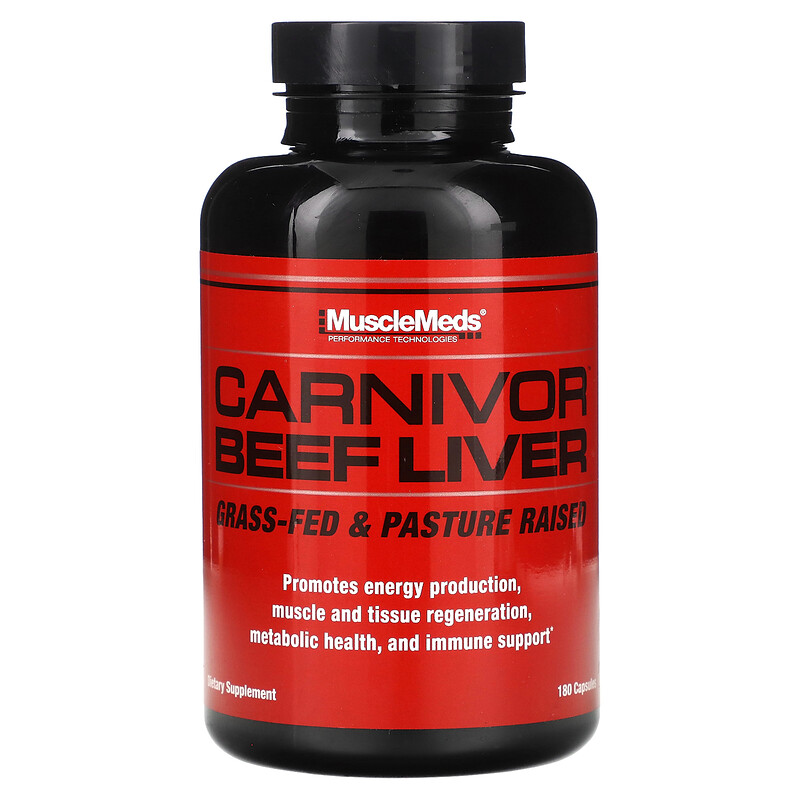 

MuscleMeds, Carnivor, говяжья печень, 3000 мг, 180 капсул