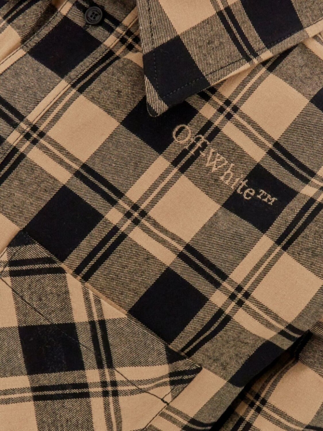 Вышитая хлопковая рубашка Off-White, нейтральный цвет — фото 3