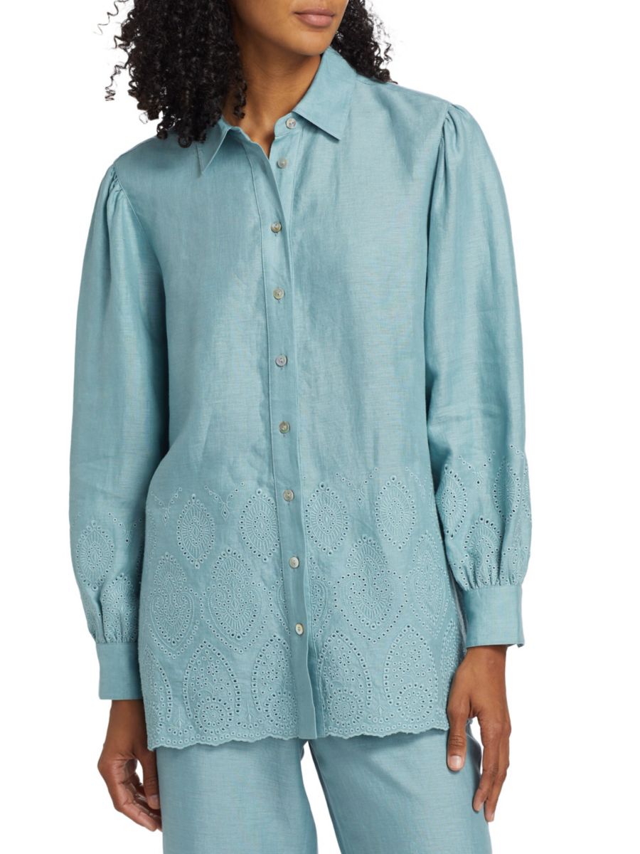 

Рубашка Lesley Linen с люверсами Elie Tahari, цвет Blue Breeze