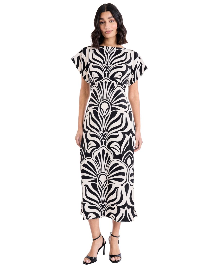 

Женское длинное платье-футляр с рукавами "летучая мышь" Donna Morgan, Cream/Black