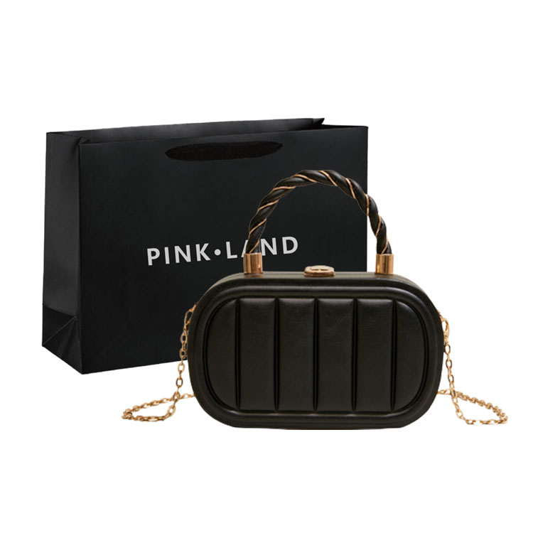 

PINK·LAND Сумка-коробка через плечо из искусственной кожи, стандартная, женская, черно-белая