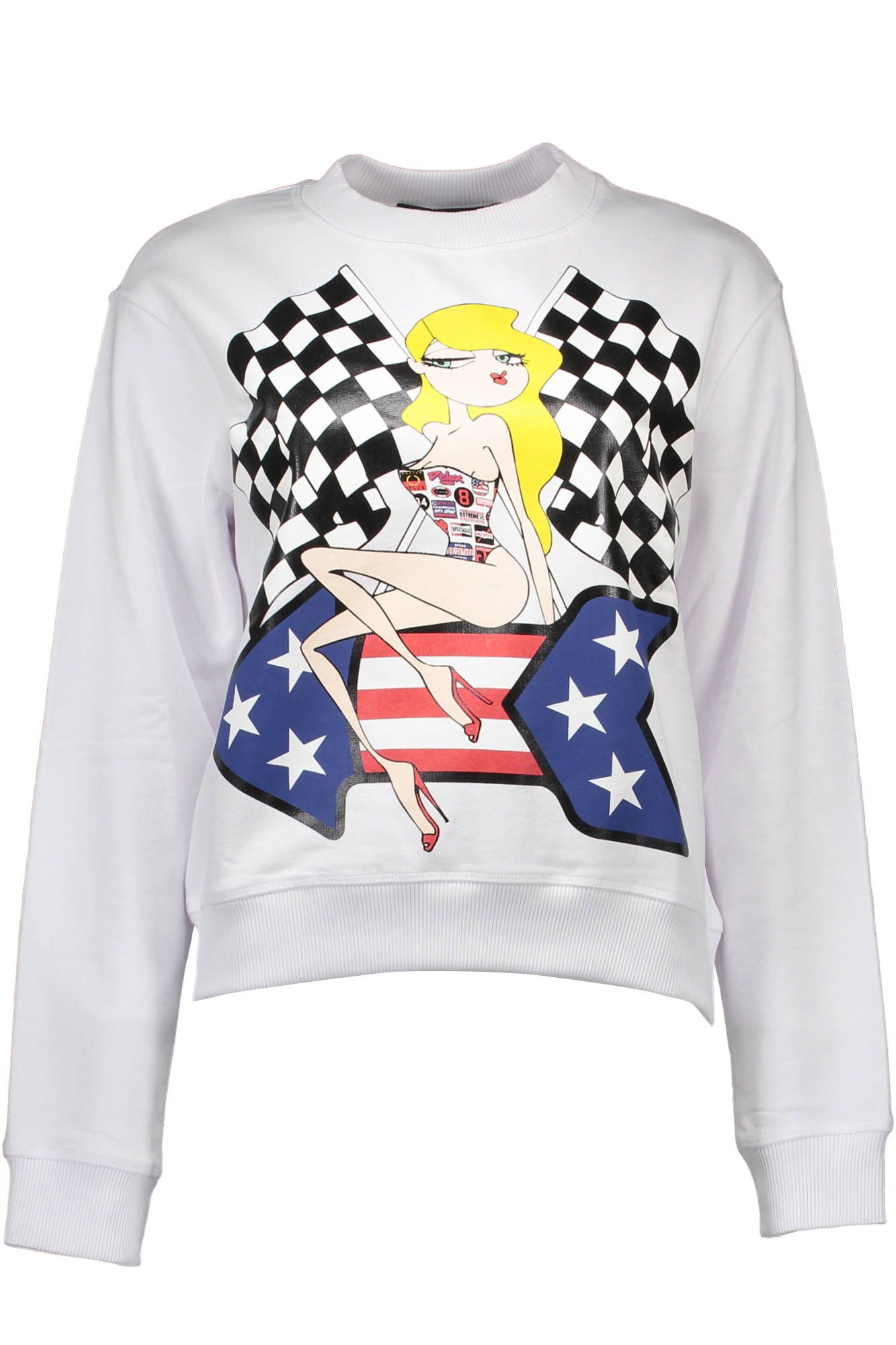 

Белый хлопковый женский свитер LOVE MOSCHINO