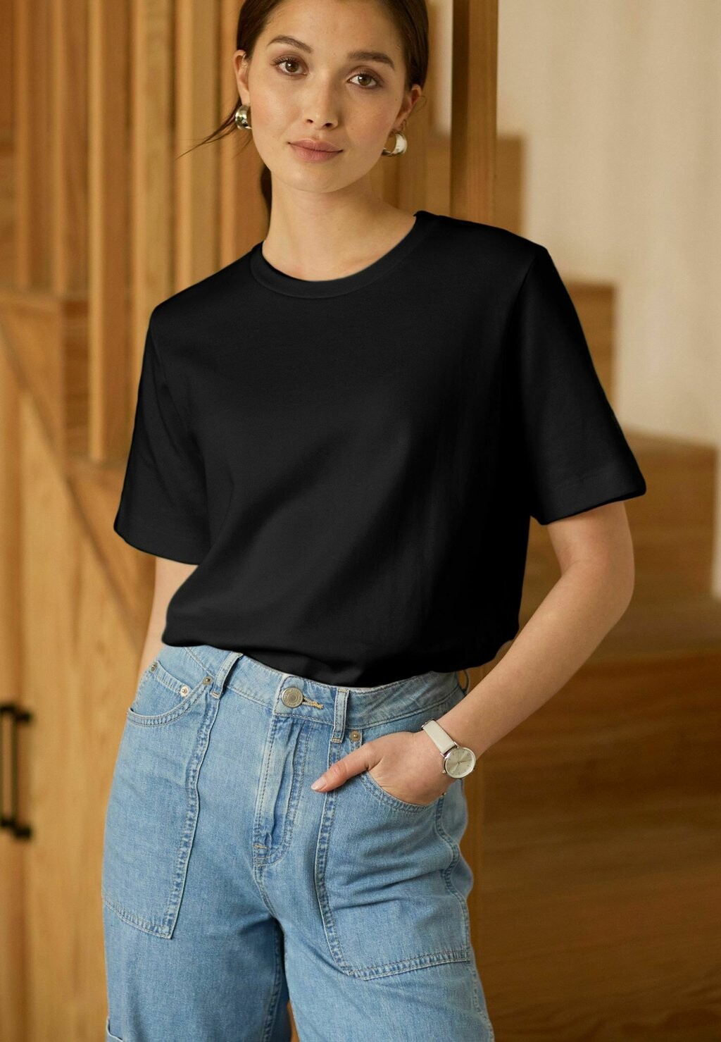 Футболка с принтом Heavyweight Short Sleeve Crew Neck Standard Next, черная