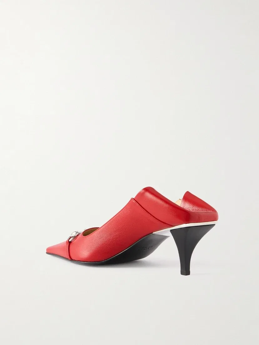 Кожаные туфли-лодочки Vittoria со складной пяткой и пряжкой-трензелем GUCCI, красный — фото 3