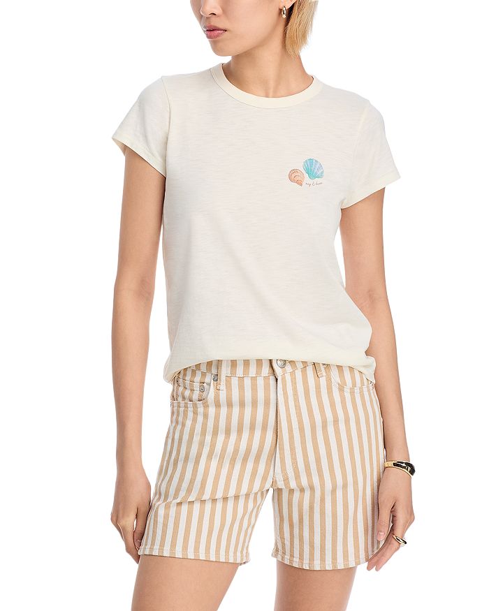 

Футболка с круглым вырезом Seashell rag & bone, слоновая кость/кремовый