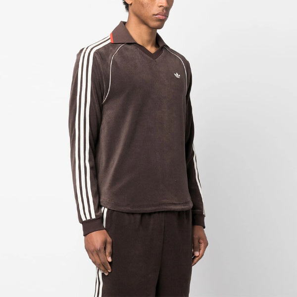 Рубашка поло x wales bonner рубашка поло с длинным рукавом и полотенцем Adidas, коричневый — фото 4