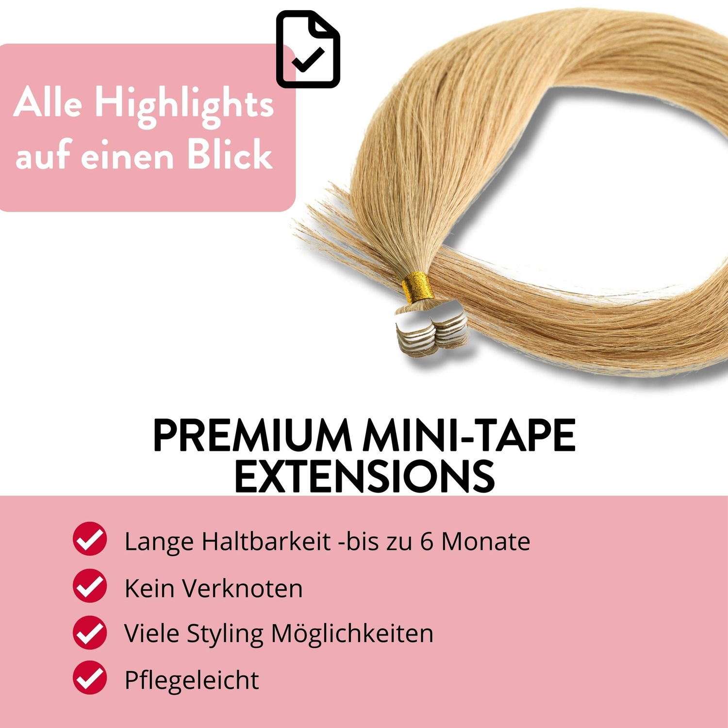 Накладные волосы mini tape extensions premium echthaar #9/31 lichtblond gold-asch Hair2Heart, 50cm, количество 12 шт. — фото 3