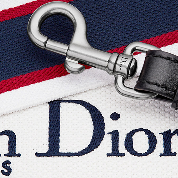 DIOR Вышитая кожаная сумка на ремне для женщин черно-красно-белая — фото 3