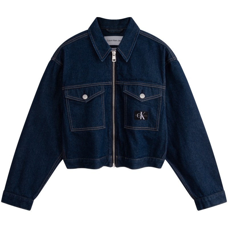 Calvin Klein Джинсовая куртка женская темно-синяя, 1AP Denim Dark Blue — фото 3