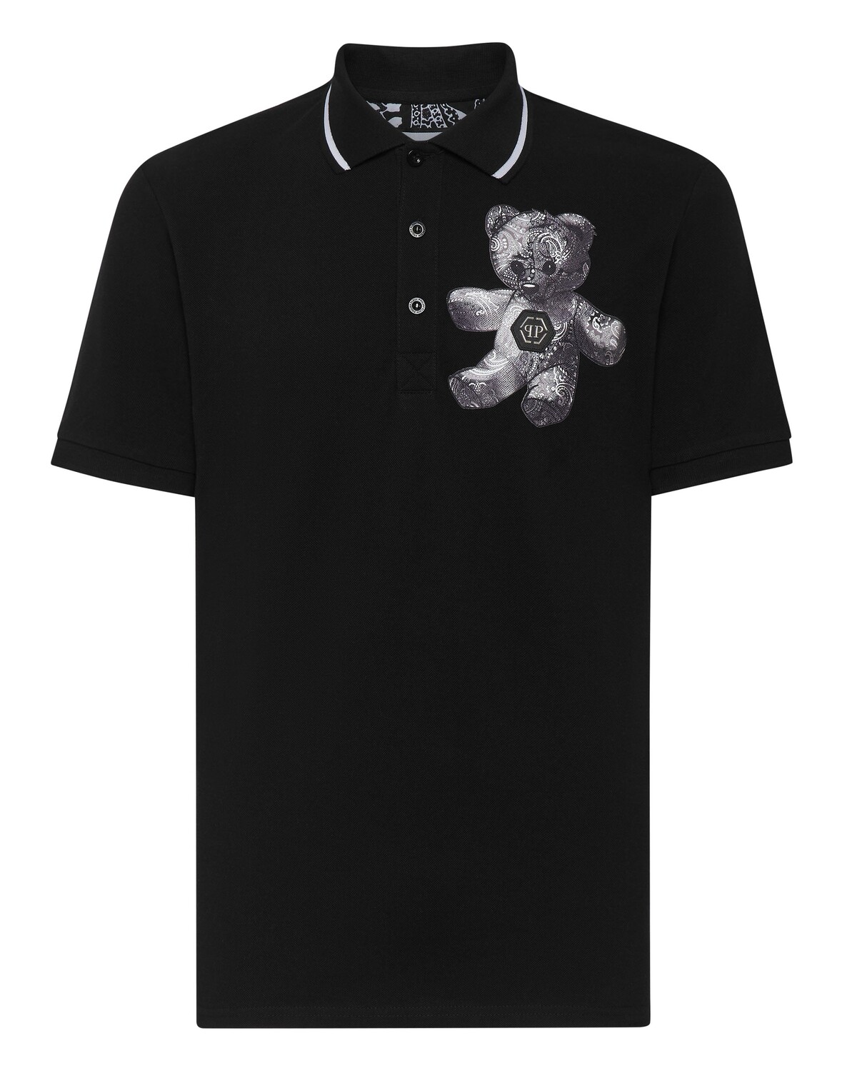 

Рубашка-поло Slim Fit SS Paisley Teddy Bear Philipp Plein, цвет Black / Black