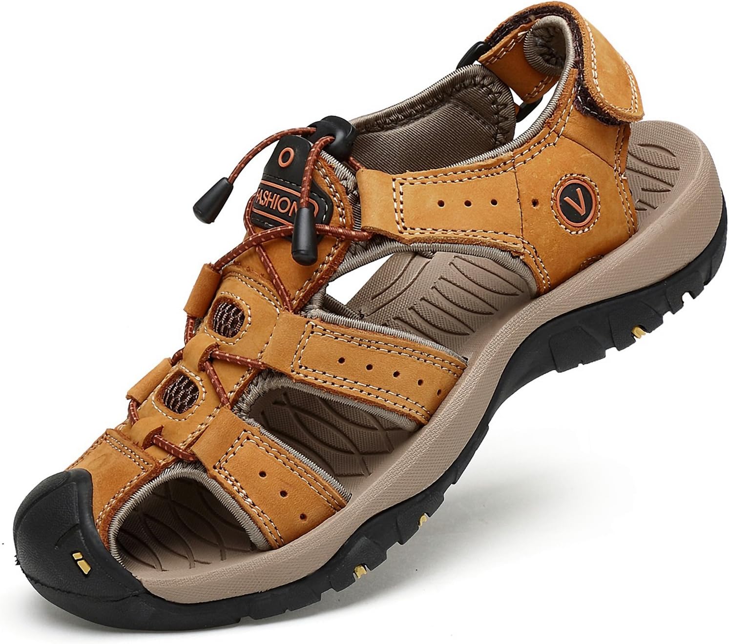 

Мужские кожаные сандалии на открытом воздухе, спортивные слипоны, рыбальские сандалии с ремешком для походов Ymombest, желтый