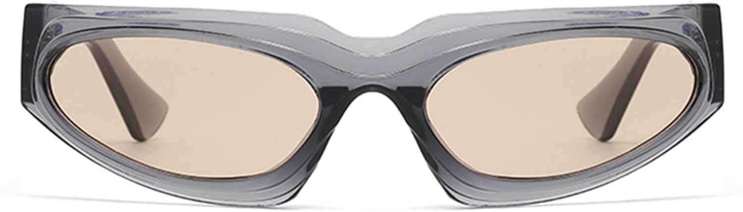 

bullabulling Ретро спортивные солнцезащитные очки «кошачий глаз» для мужчин, модные прозрачные градиентные очки с защитой от УФ-излучения UV400 для женщин, панк-солнцезащитные очки, Gray