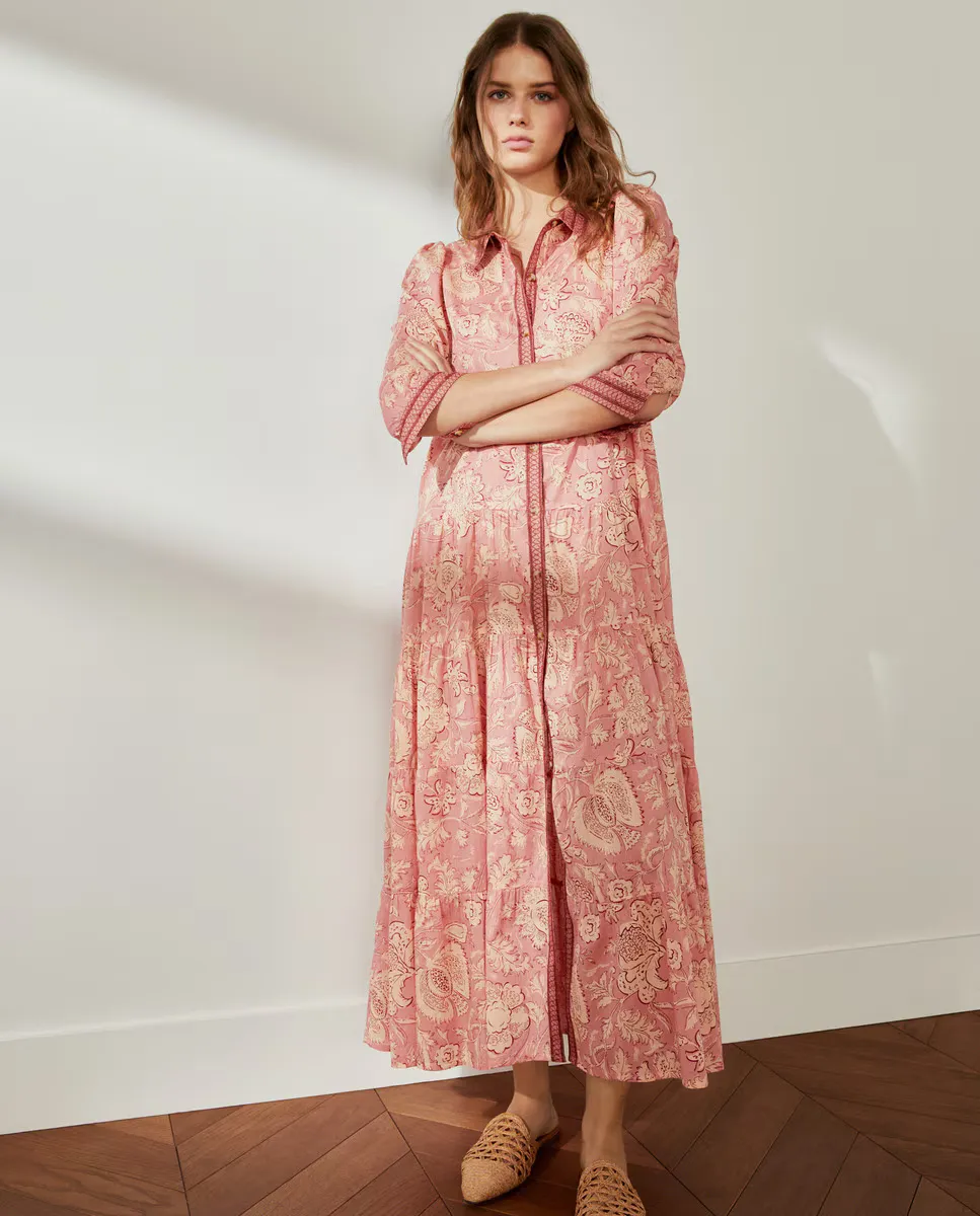

Женское двухцветное платье-рубашка Southern Cotton, розовый