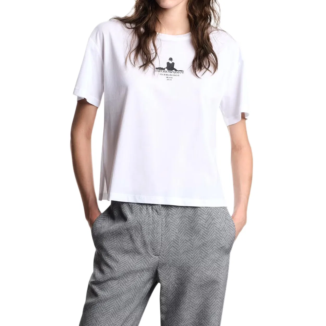 Футболка с графическим принтом EMPORIO ARMANI, White — фото 4