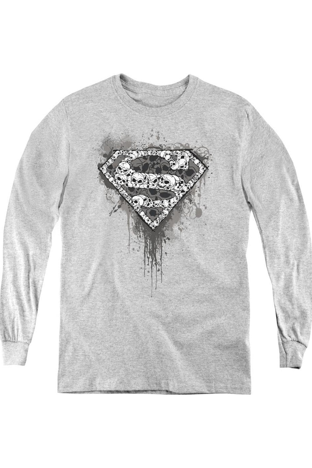 

Футболка с длинным рукавом для детей "Superman: Множество супер-черепов" Gildan, Athletic Heather