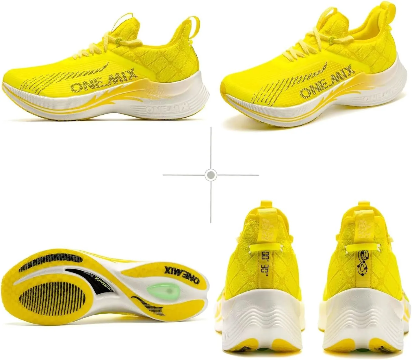

Мужские беговые кроссовки для шоссе, кроссовки для марафона с углеродным волокном, широкие с поддержкой свода стопы, легкие дышащие кроссовки ONEMIX Light Armor 21601 O-Resilio, желтый